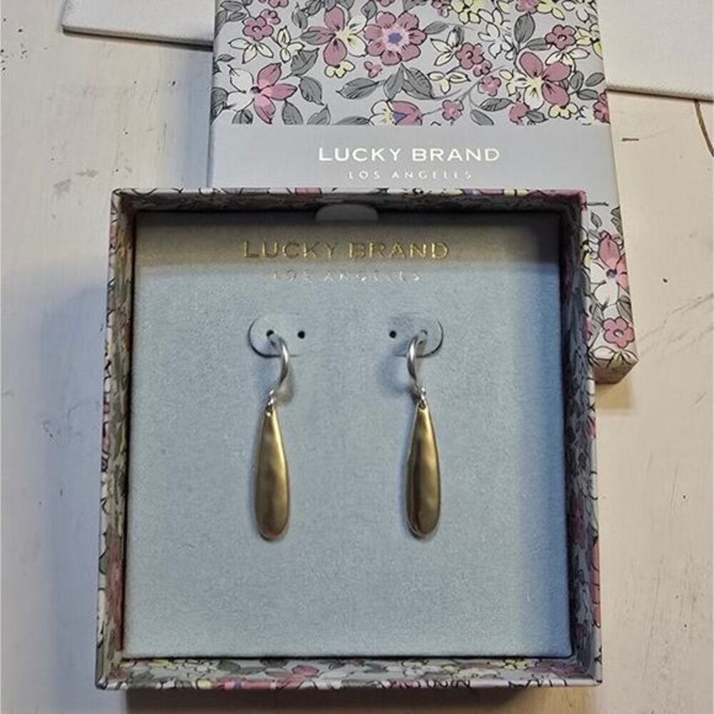 Lucky brand Hammered Silver and Gold Dangle‎ Earrings New